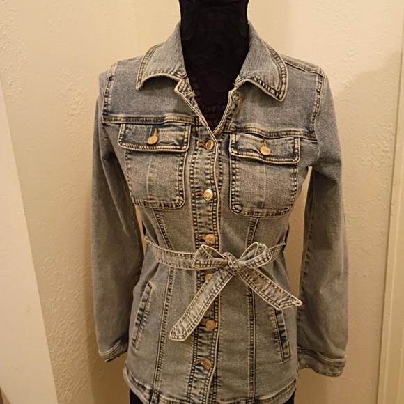 Maurices Light Blue Denim Jacket with Belt - Picture 2 of 6